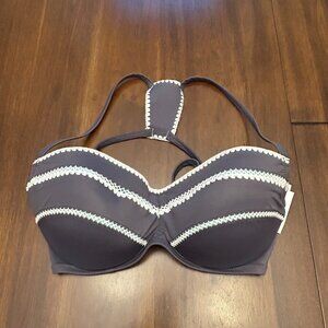 NWT Shade & Short Women's Bikini Top Gray Light Lift Padded 34DD